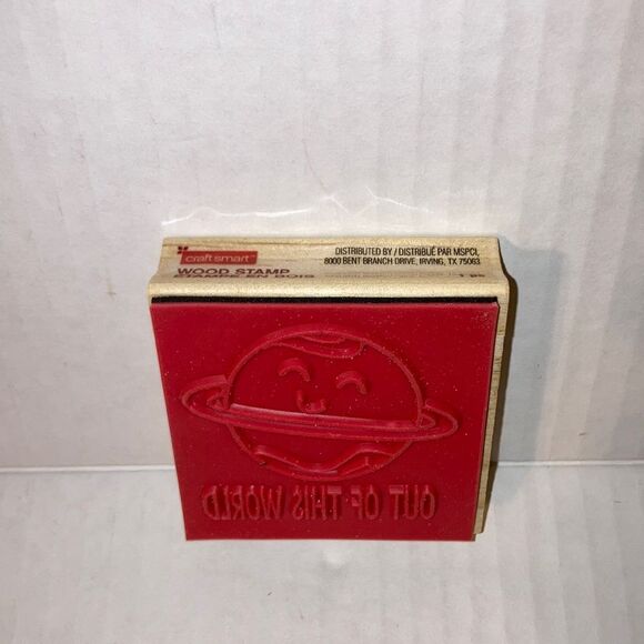 CRAFT SMART Out of This World Earth Wood Mounted Rubber Stamp 2.5 x 2.5 inches - Picture 4 of 7